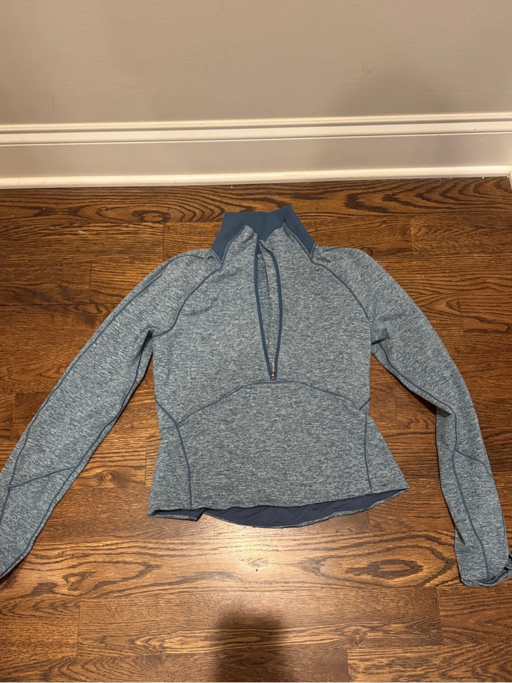 LuluLemon Heathered Blue Quarter-Zip Athletic Pullover Fitted Size 6